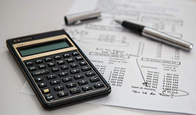 Calculator and paper image